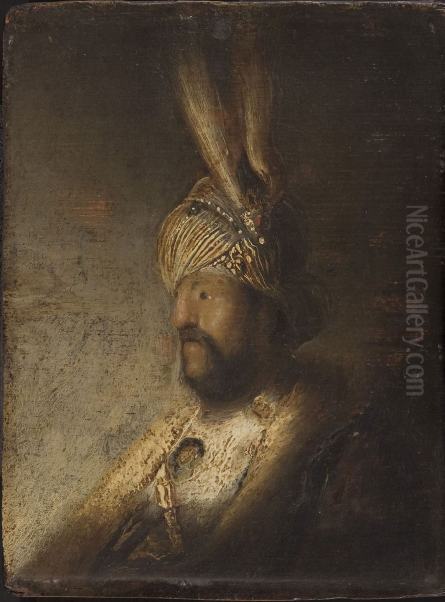 Bust of a Man in a Turban Oil Painting by Rembrandt