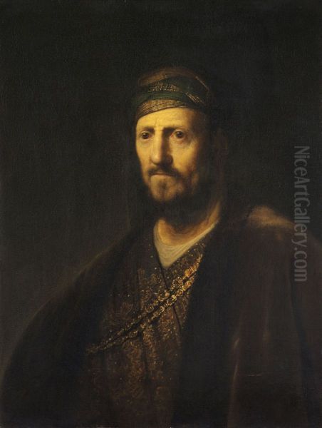 Bust of a Man in Oriental Costume Oil Painting by Rembrandt