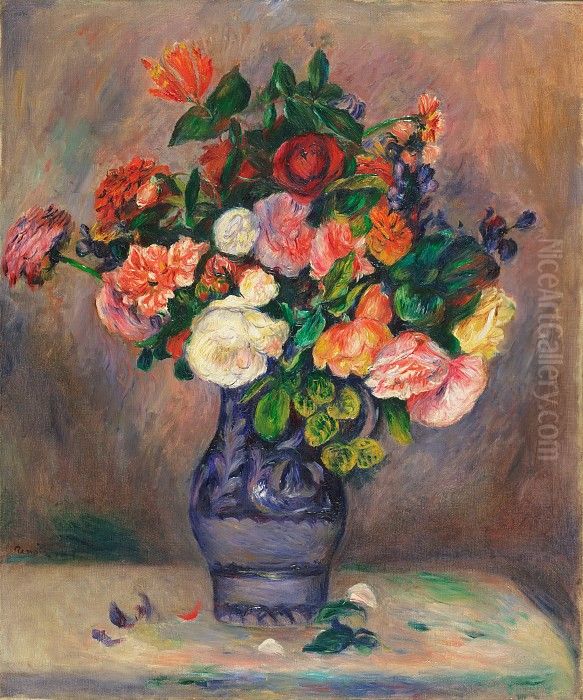 stillife, flowers in vase Oil Painting by Pierre Auguste Renoir