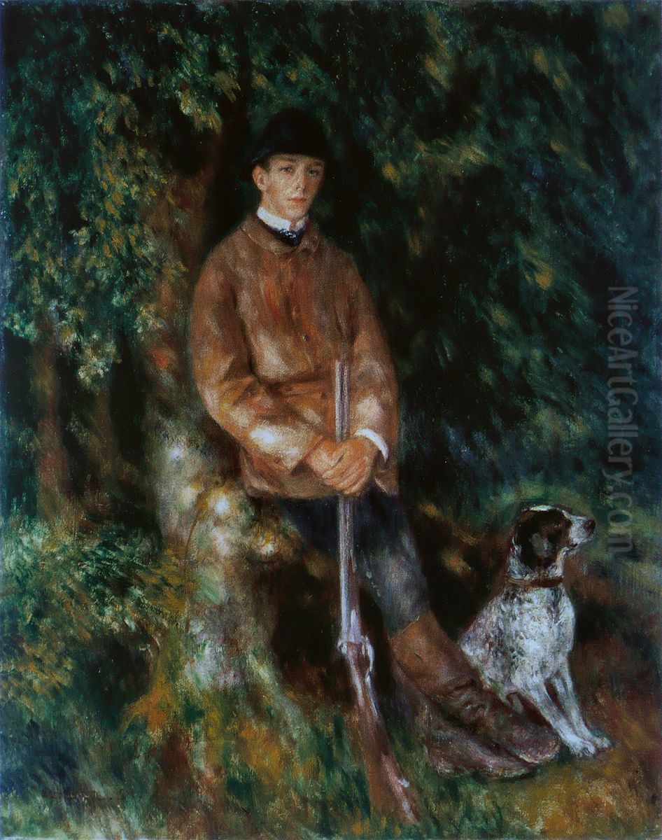 Portrait of Alfred Berard with His Dog. Oil Painting by Pierre Auguste Renoir