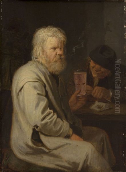 Drinkende en rokende boeren Oil Painting by David Ryckaert III