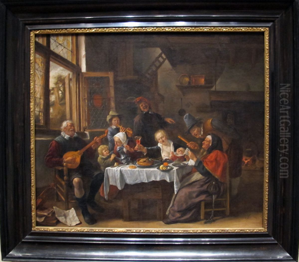 As the Old Sing, So Pipe the Young Oil Painting by Jan Steen