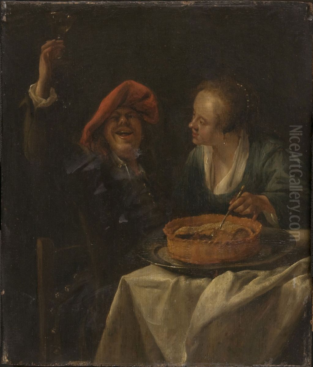 Happy Lovers Oil Painting by Jan Steen