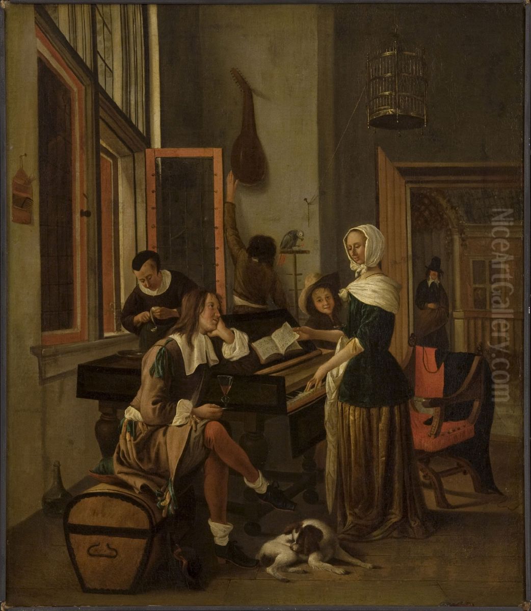 Lady at a Clavichord Oil Painting by Jan Steen