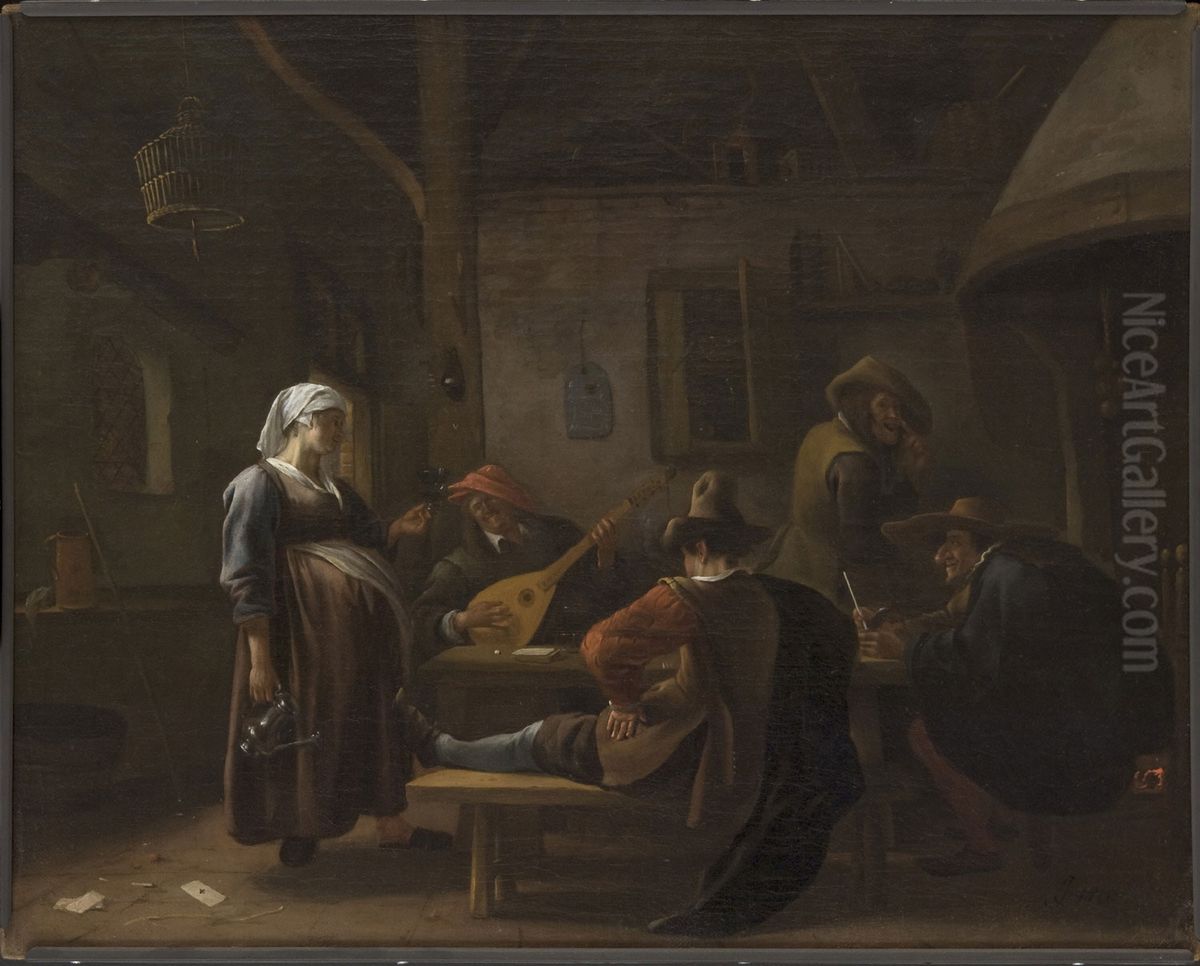 Tavern Scene with a Pregnant Hostess Oil Painting by Jan Steen Tavern Scene with a Pregnant Hostess Oil Painting by Jan Steen