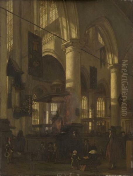 Interior of the Oude Kerk in Delft Oil Painting by Hendrik van Streek