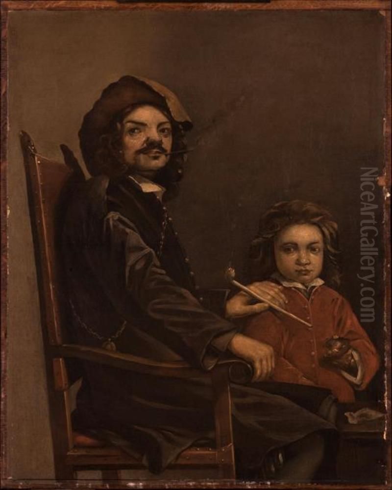 Zittende man met jongen Oil Painting by Michiel Sweerts