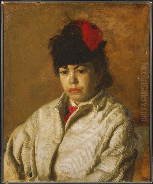 Portrait of Margaret Eakins in a Skating Costume Oil Painting by Thomas Eakins