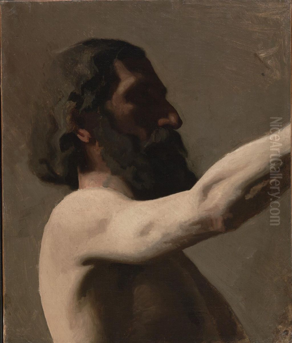 Study of a Nude Man Oil Painting by Thomas Cowperthwait Eakins