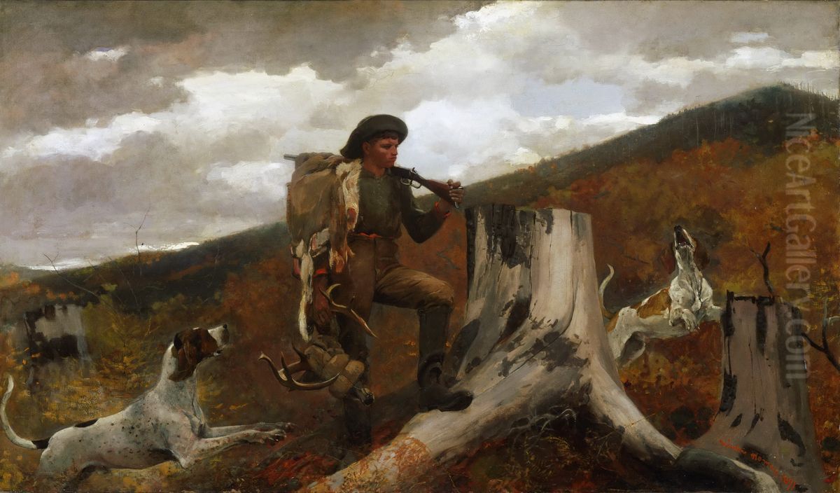 A huntsman and dogs Oil Painting by Winslow Homer