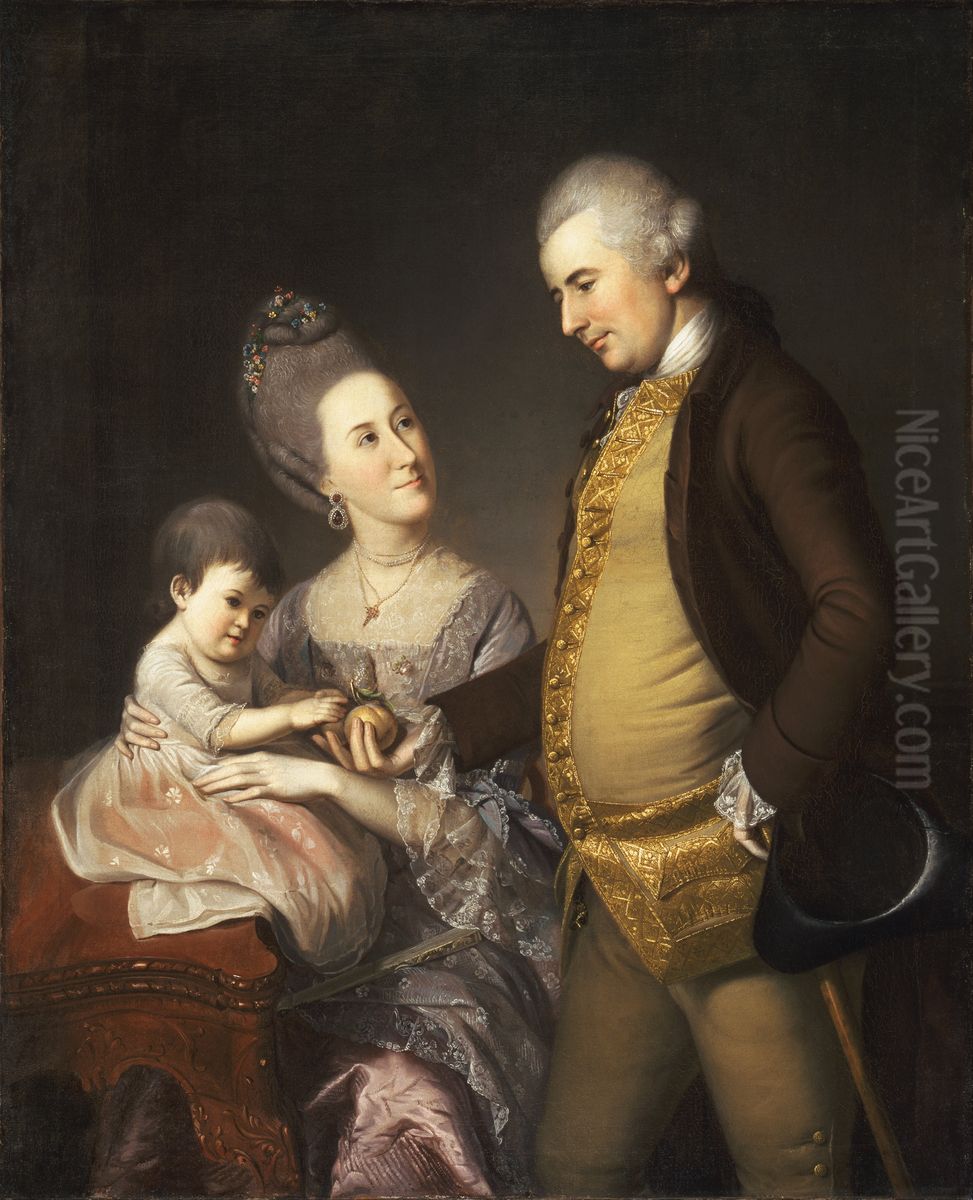Portrait of John and Elizabeth Lloyd Cadwalader and their Daughter Anne Oil Painting by Charles Willson Peale
