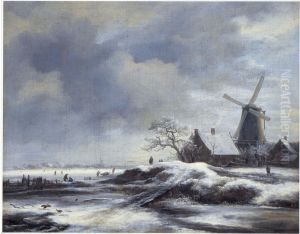 Winterlandschap met molen