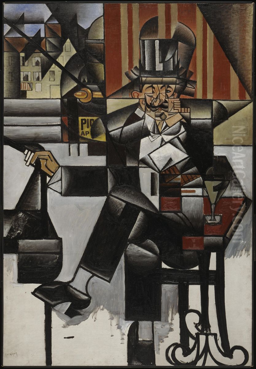 Man in a Cafe Oil Painting by Juan Gris