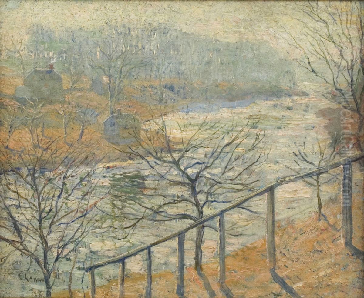 River Oil Painting by Ernest Lawson