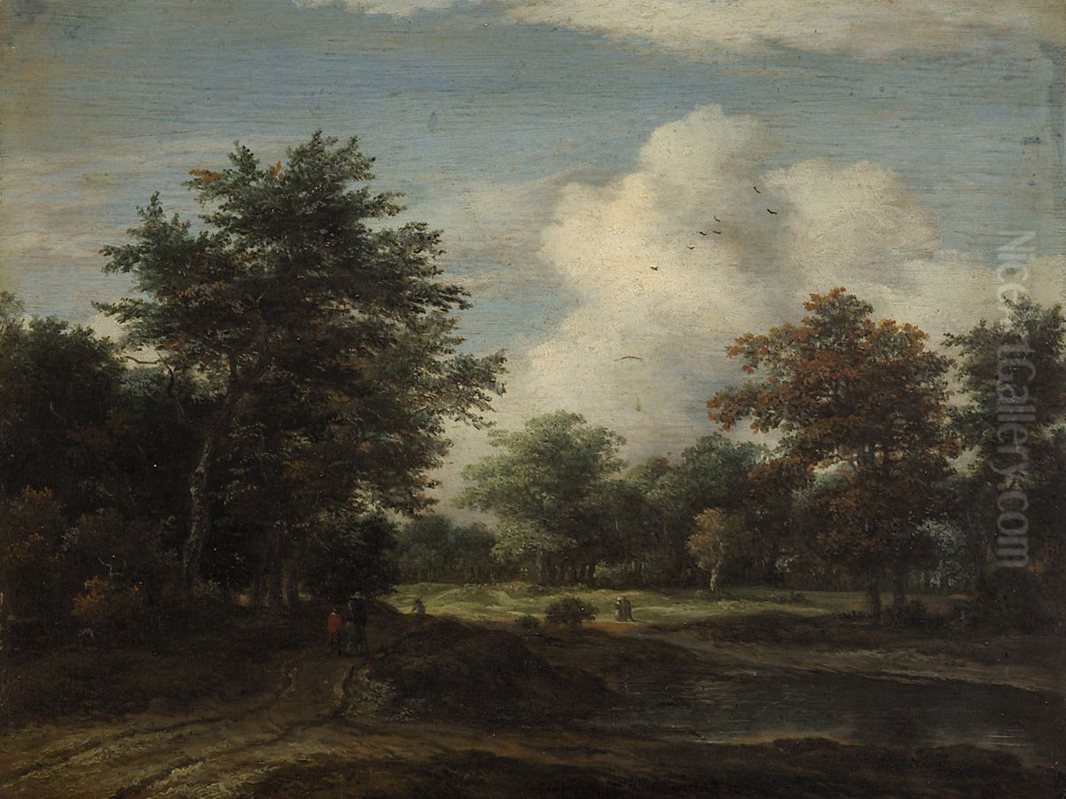Small Woodland Landscape Oil Painting by Jacob Van Ruisdael
