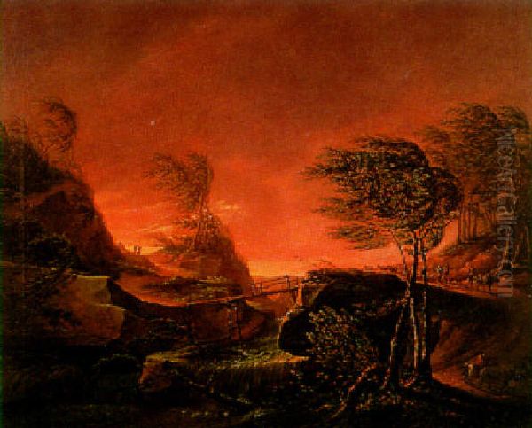 Aufziehendes Gewitter Oil Painting by Carl Caspar Pitz