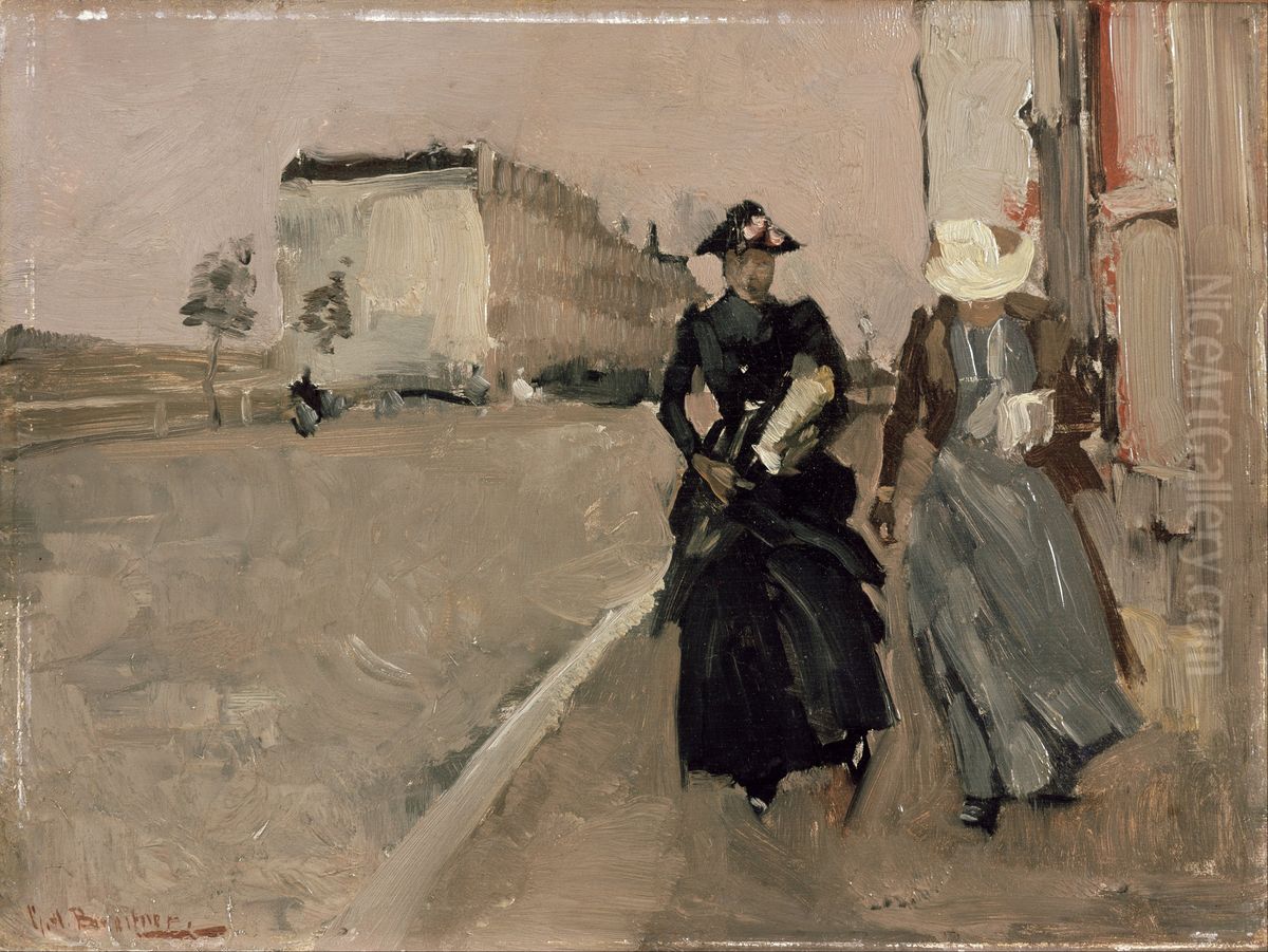 Gust of wind Oil Painting by George Hendrik Breitner