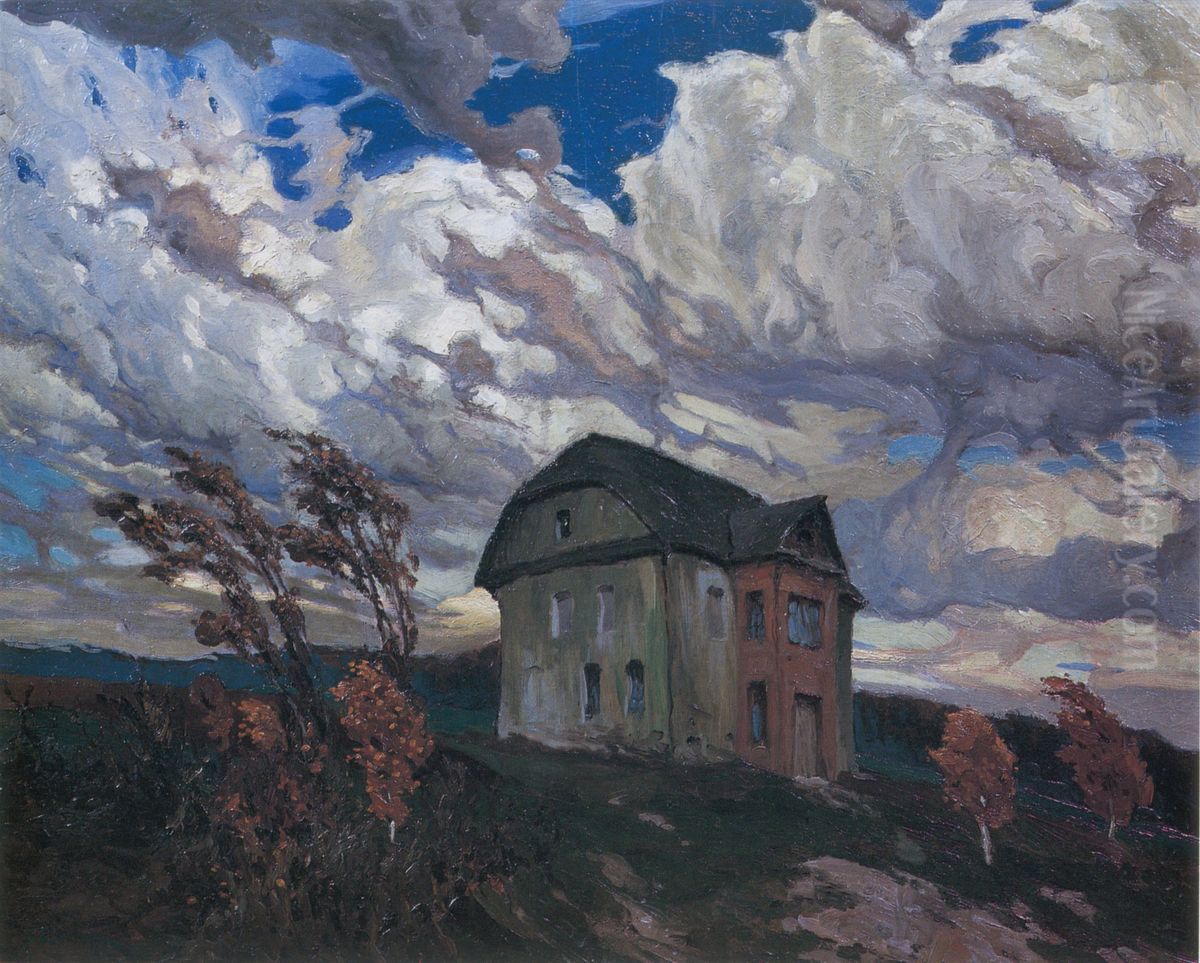 Wind in autumn Oil Painting by Ferdynand Ruszczyc