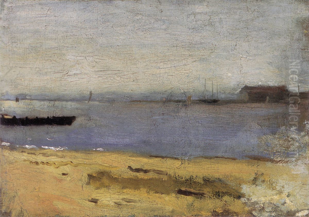 Delaware River Scene Oil Painting by Thomas Cowperthwait Eakins