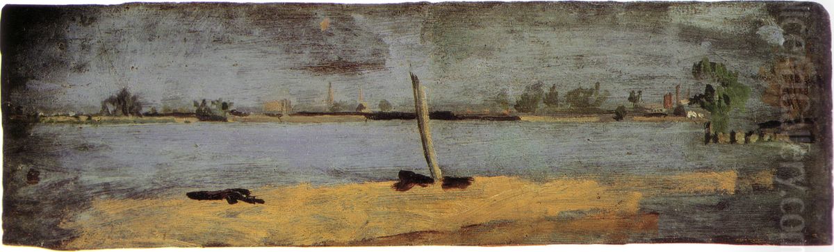 Delaware River Study Oil Painting by Thomas Cowperthwait Eakins