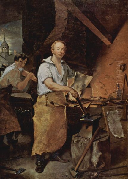 Portrat des Pat Lyon in der Schmiede Oil Painting by John Neagle