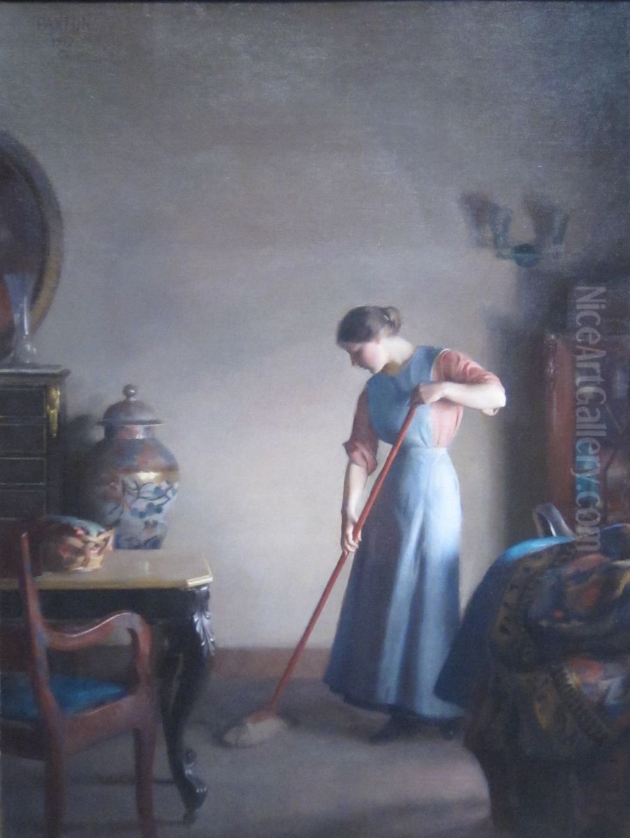 Girl Sweeping Oil Painting by William McGregor Paxton