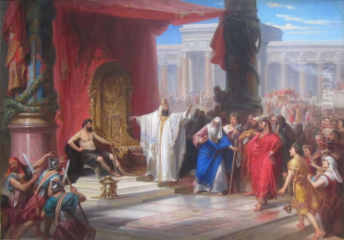 King Solomon and the Iron Worker Oil Painting by Christian Schussele