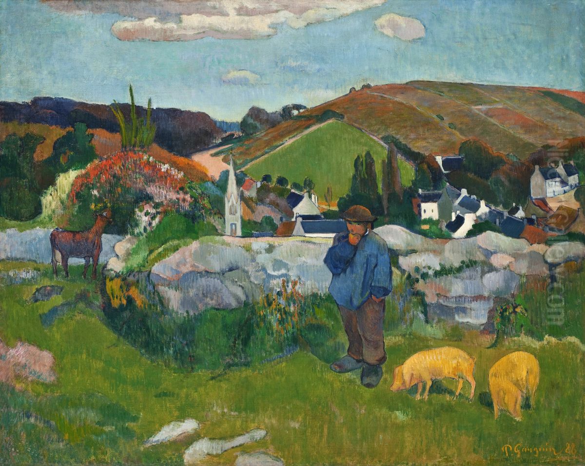 Le gardien de porcs, Bretagne Oil Painting by Paul Gauguin