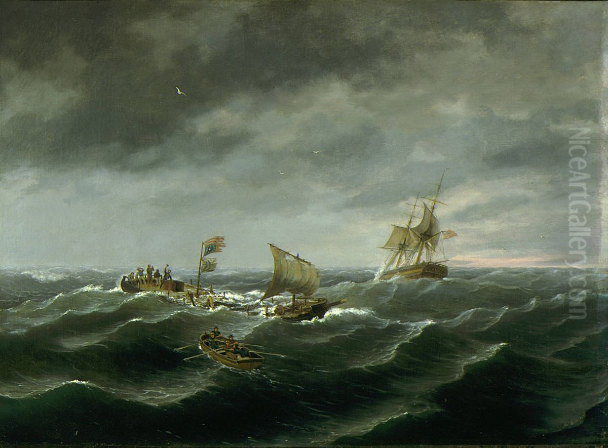 Loss of the Schooner 'John S. Spence' of Norfolk, Virginia, 2d view-Rescue of the Survivors Oil Painting by Thomas Birch
