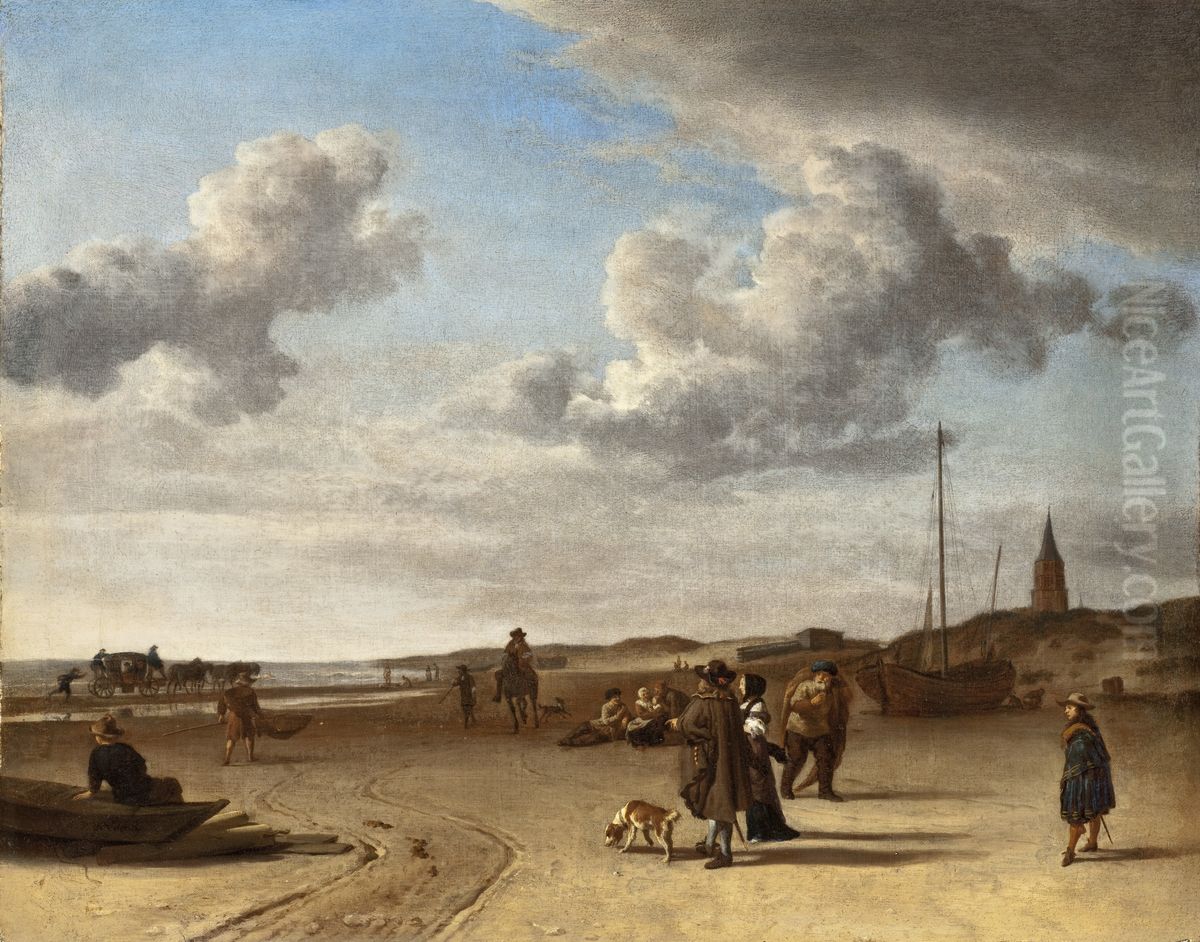 The Beach Scheveningen Oil Painting by Adriaen Van De Velde