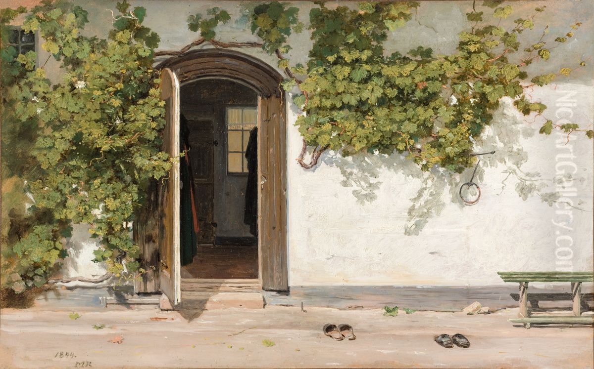 Entrance to an Inn in the Praestegarden at Hillested Oil Painting by Martinus Rorbye
