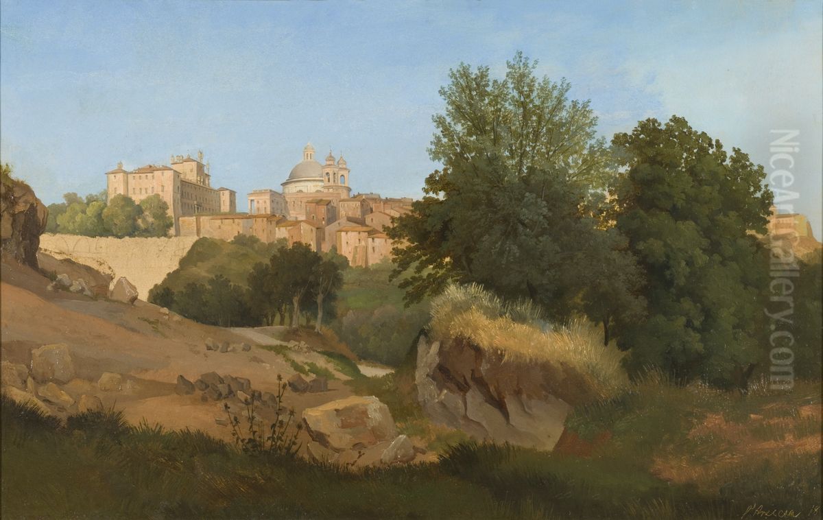 View of Ariccia Oil Painting by Gustaf Wilhelm Palm