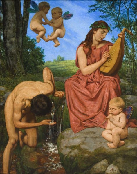 The spring Oil Painting by Hans Thoma