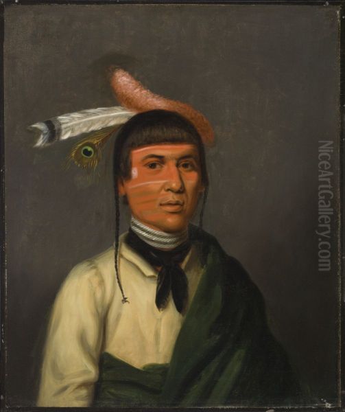 No-Tin (Wind), a Chippewa Chief Oil Painting by Henry Inman