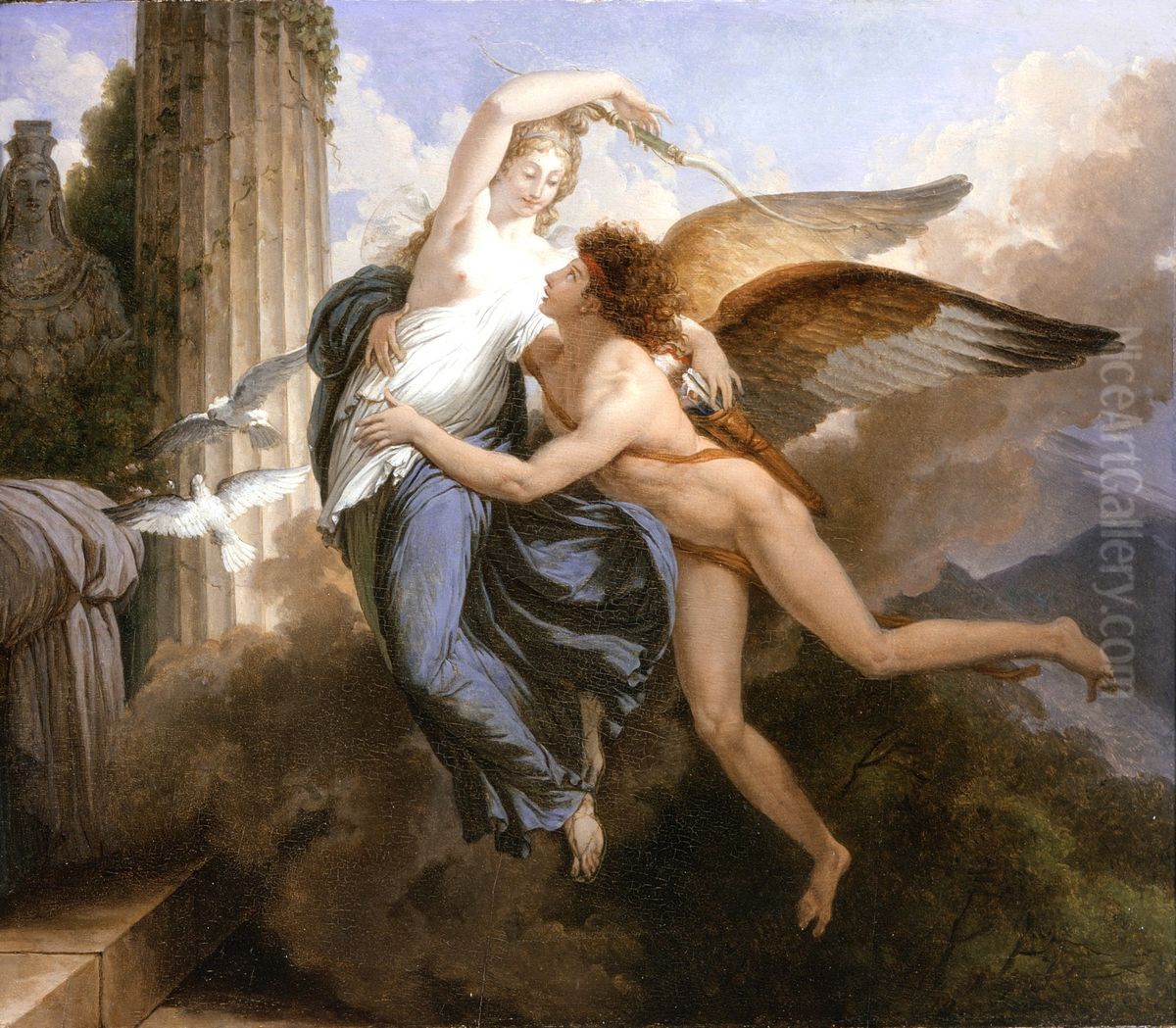 The Reunion of Cupid and Psyche Oil Painting by Jean-Pierre Saint-Ours