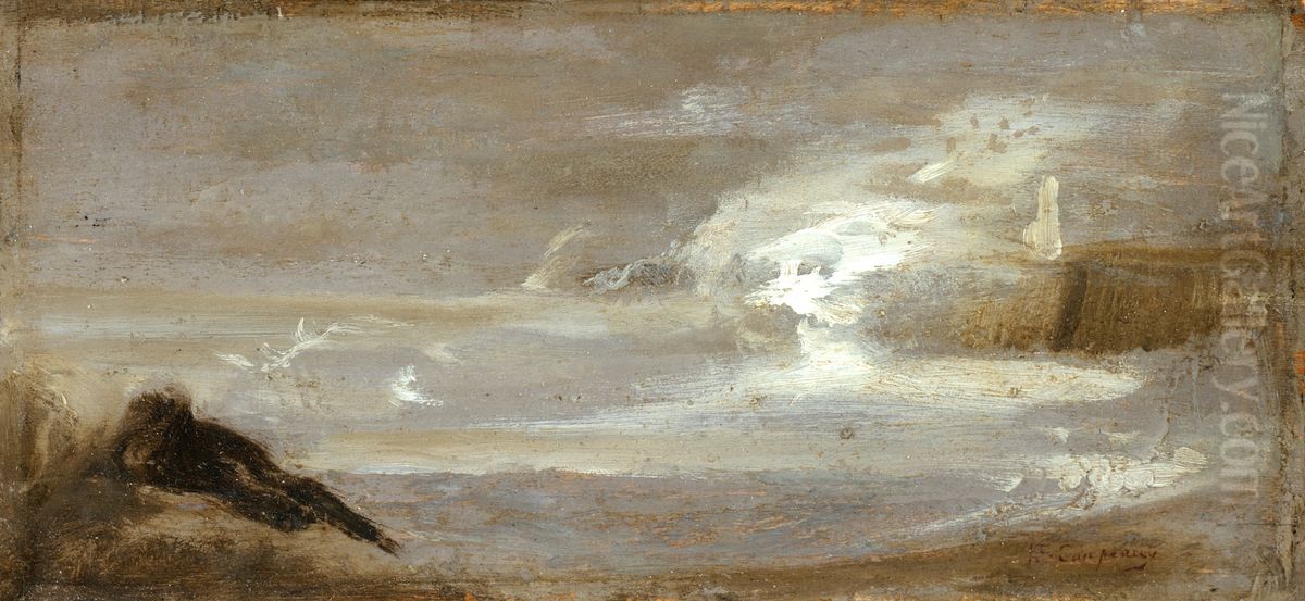 Seascape Oil Painting by Jean-Baptiste Carpeaux