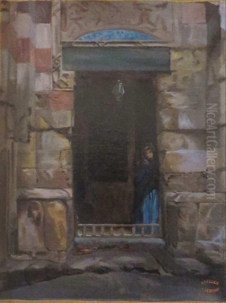 Arab Woman in a Doorway Oil Painting by Jean-Leon Gerome