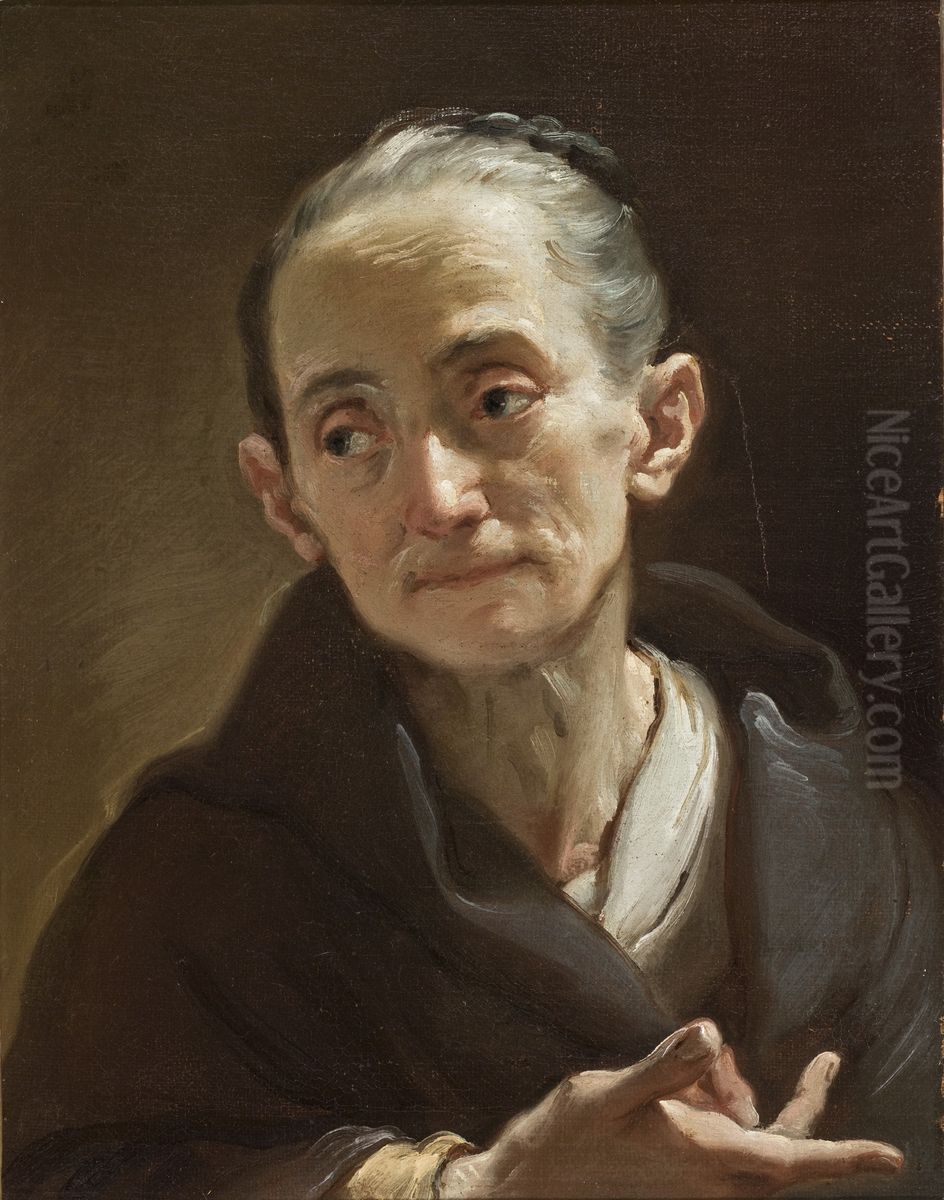 Head of an Old Woman Oil Painting by Ubaldo Gandolfi