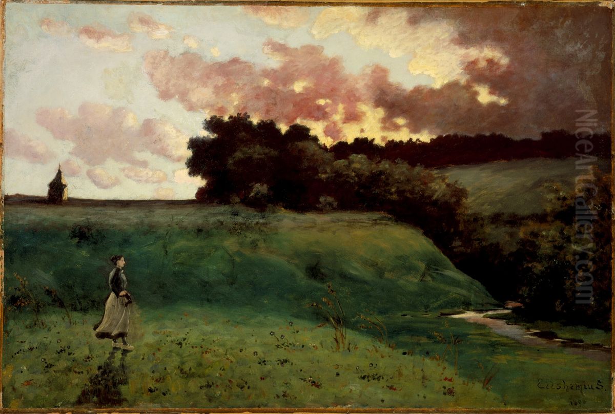 Stormy Landscape Oil Painting by Louis Eilshemius