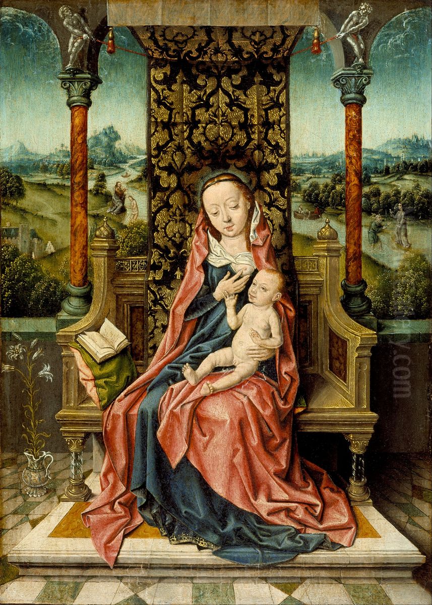 Madonna and Child Enthroned Oil Painting by Aelbrecht Bouts