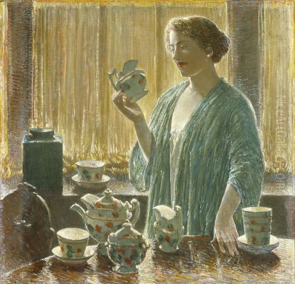 Strawberry Tea Set Oil Painting by Childe Hassam