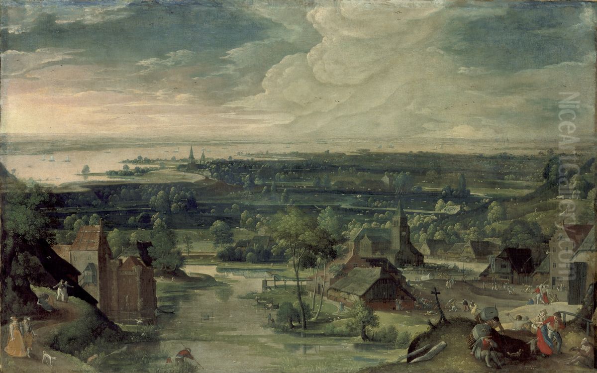 River Landscape Oil Painting by Hans Bol