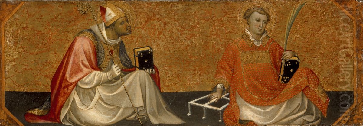 A Bishop Saint and Saint Lawrence Oil Painting by Gherardo Starnina