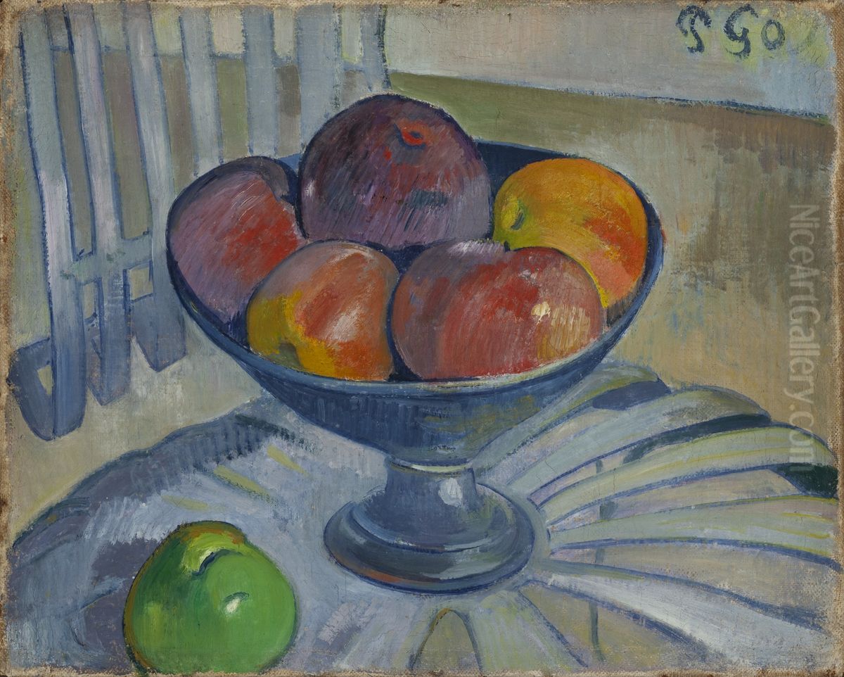 Fruit Dish on a Garden Chair Oil Painting by Paul Gauguin