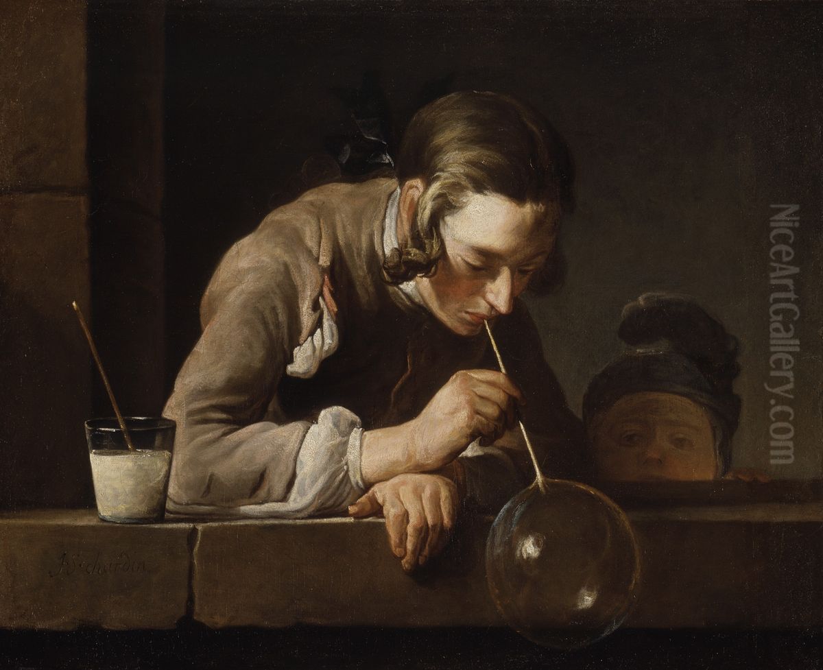 Soap Bubbles Oil Painting by Jean-Baptiste-Simeon Chardin