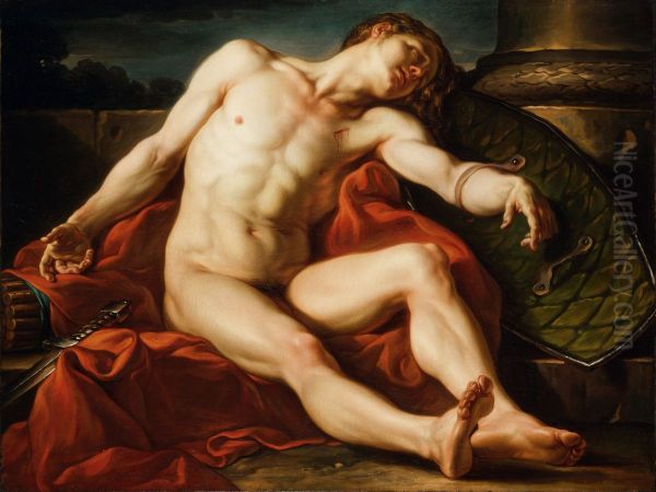 Death of a Gladiator Oil Painting by Jean-Simon Berthelemy