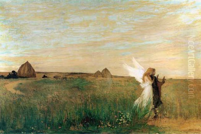 Hezjod inspirowany przez muze Oil Painting by Edmond-Francois Aman-Jean