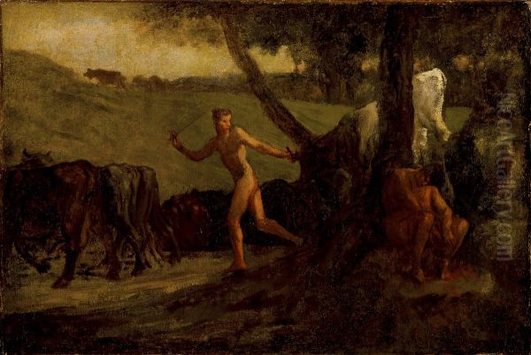Study for 'Mercury Leading the Cows of Argus to Water' Oil Painting by Jean-Francois Millet