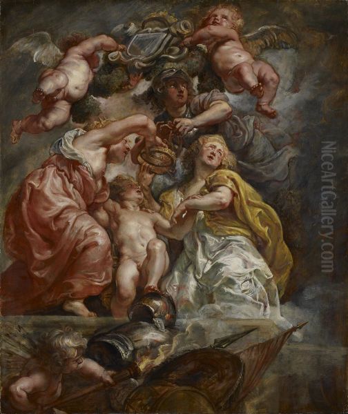 The Union of England and Scotland (Charles I as the Prince of Wales) Oil Painting by (studio of) Rubens, Peter Paul