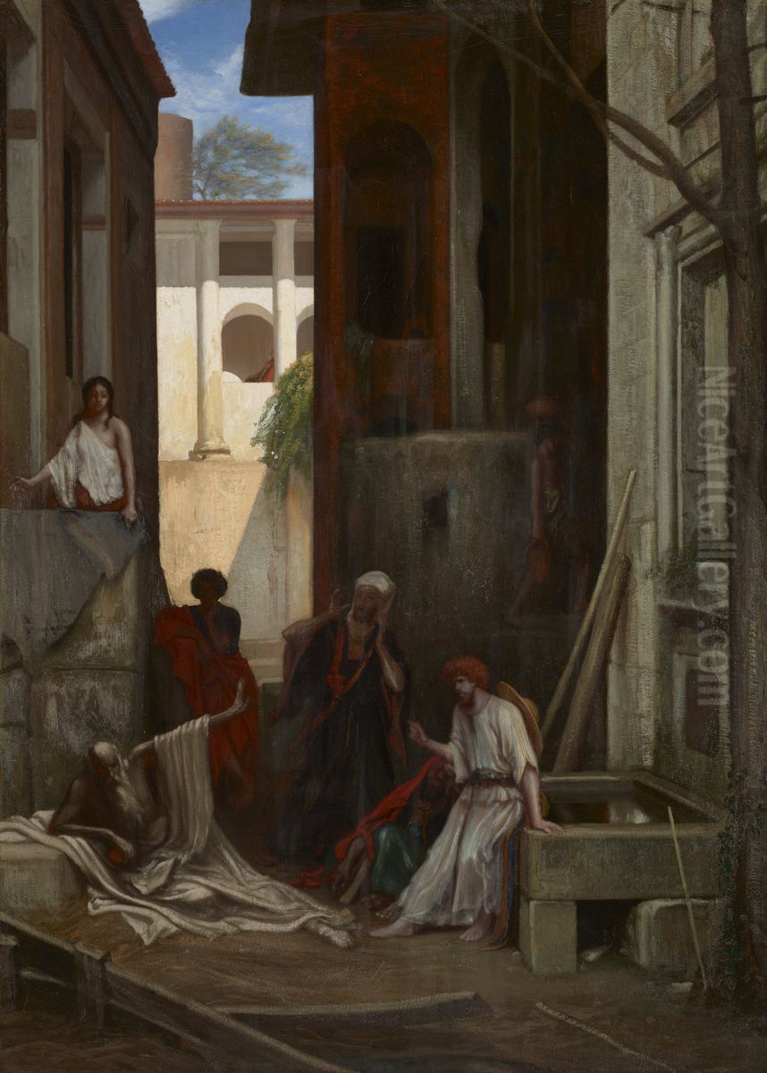 Job and His Friends Oil Painting by Alexandre-Gabriel Decamps